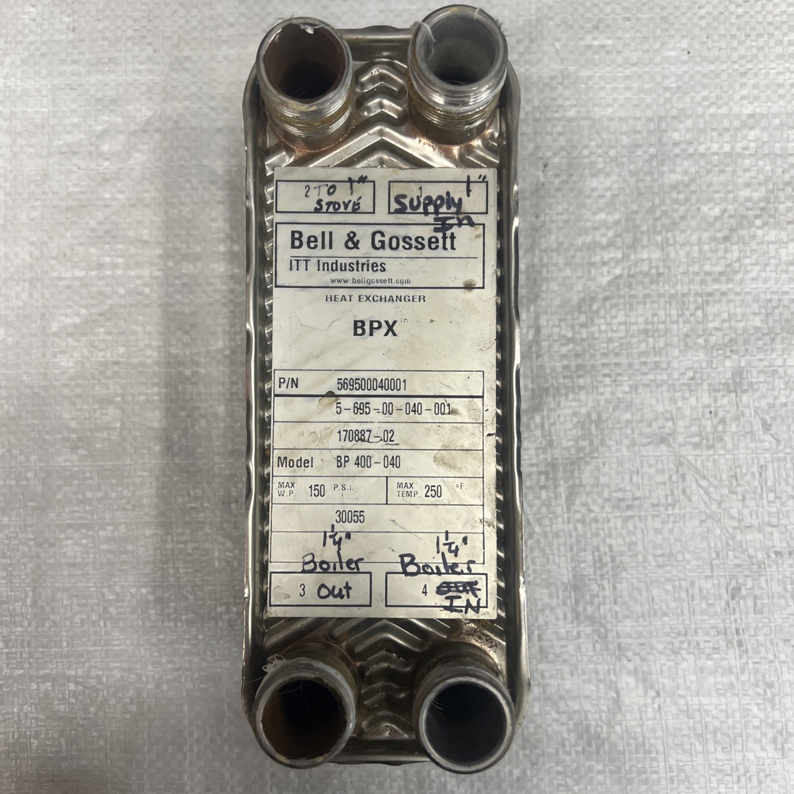 Bell & Gossett BP411-020 / 569511020001 BPX Brazed Plate Heat Exchanger Used