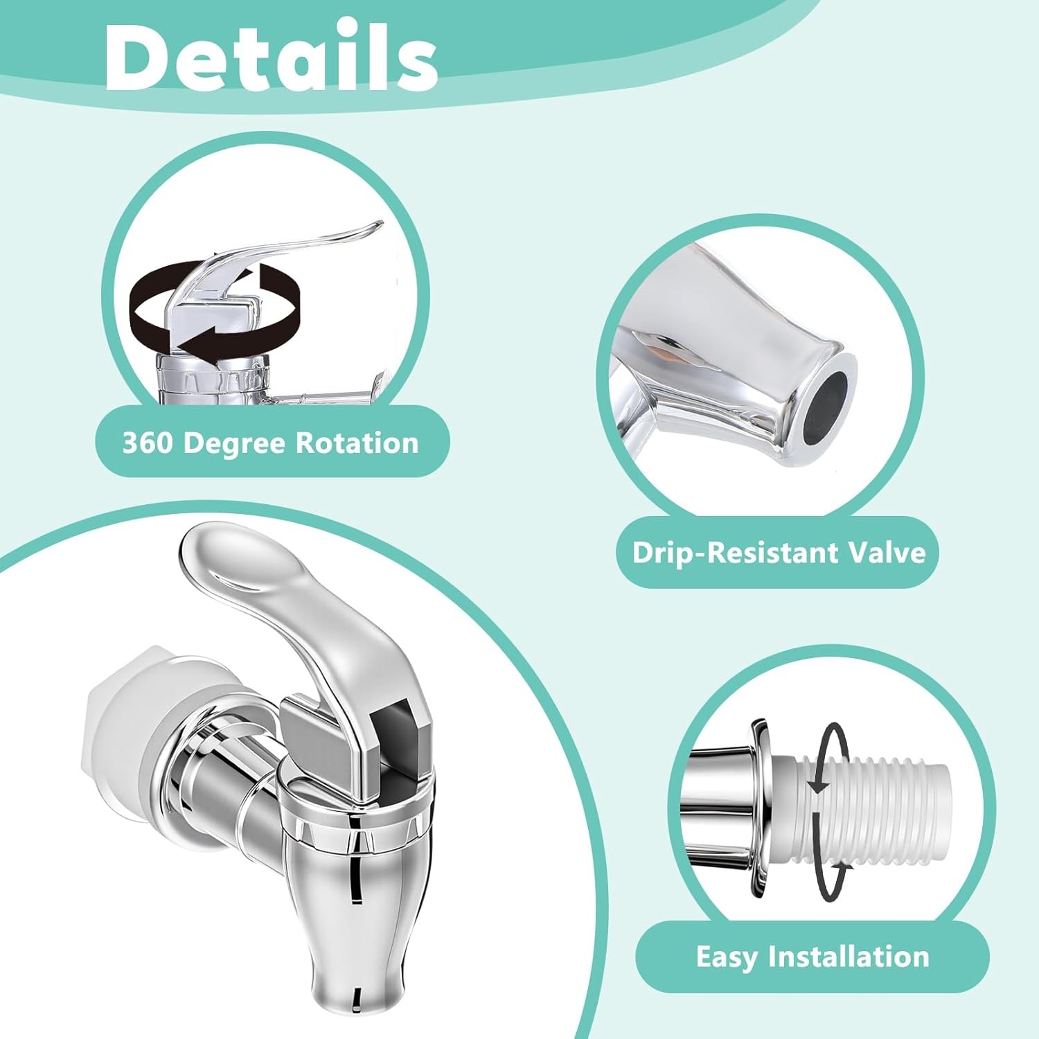 4 PCS Spigot for Beverage Dispenser Replacement, Plastic Water Jug Spigot, Outdo