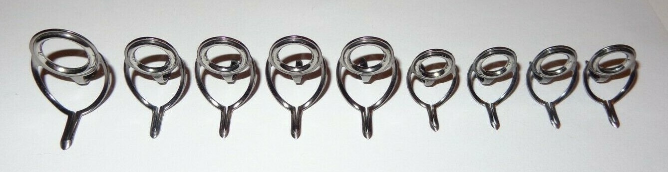 New Set of 9 American Tackle SCUE Silver Titanium Nitride Fishing Rod Guides #2