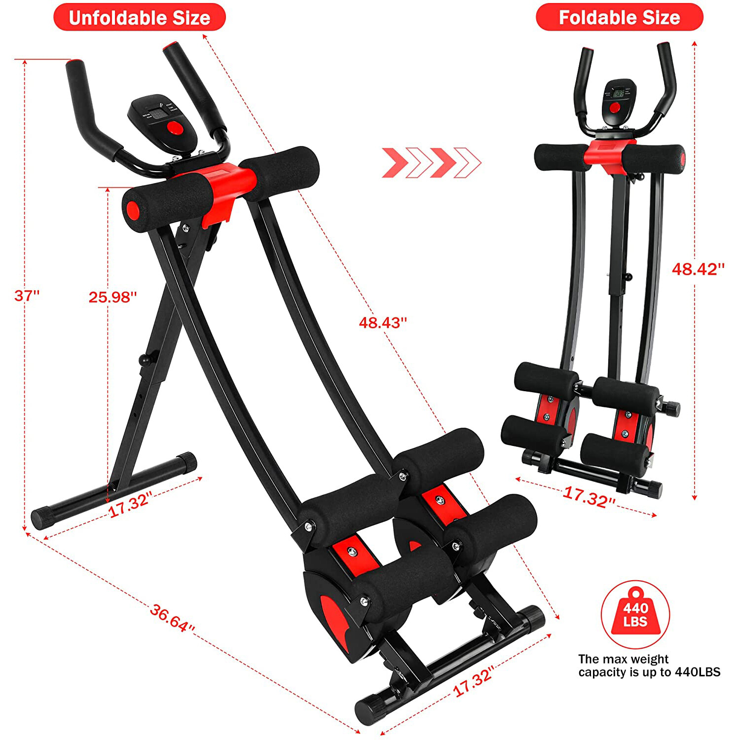Pre-Owned Ab Workout Equipment Ab Machine Abdominal Exercise Foldable Home Gym