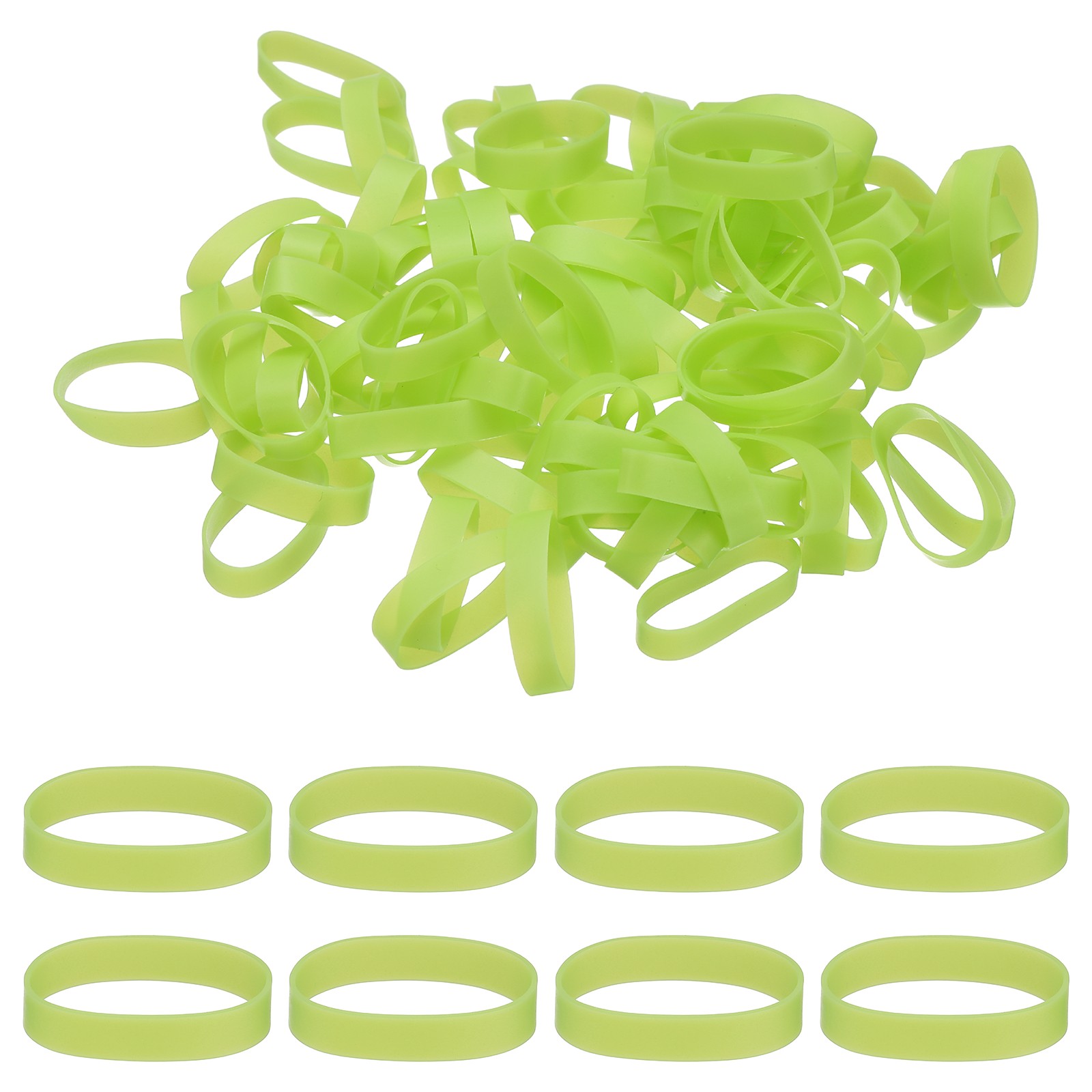 250Pcs Silicone Cable Ties, 17mm Silicone Rubber Bands, Light Green(27x5x0.6mm)