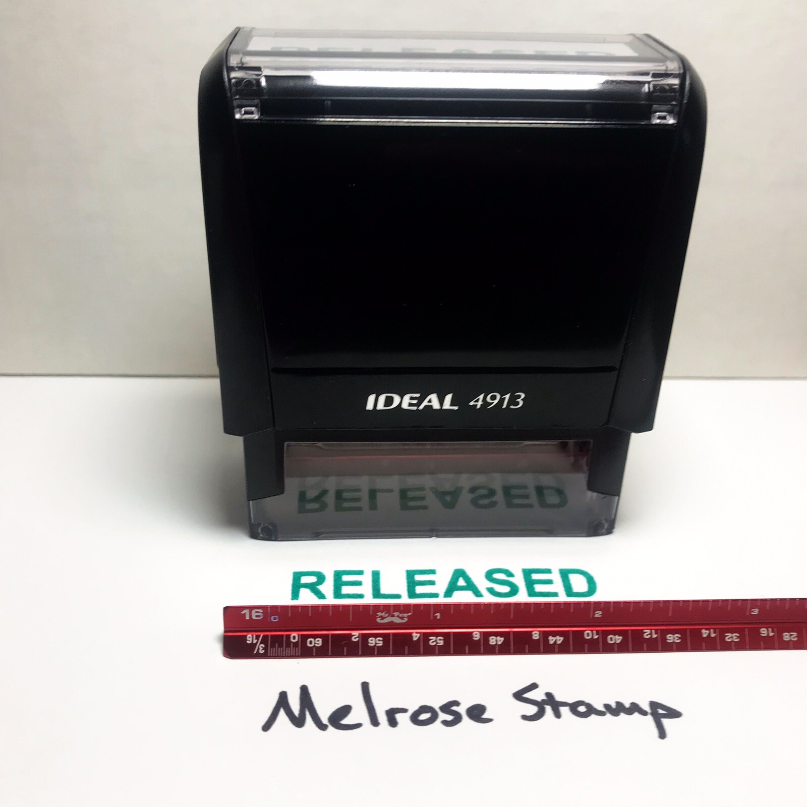Released Rubber Stamp Green Ink Self Inking Ideal 4913