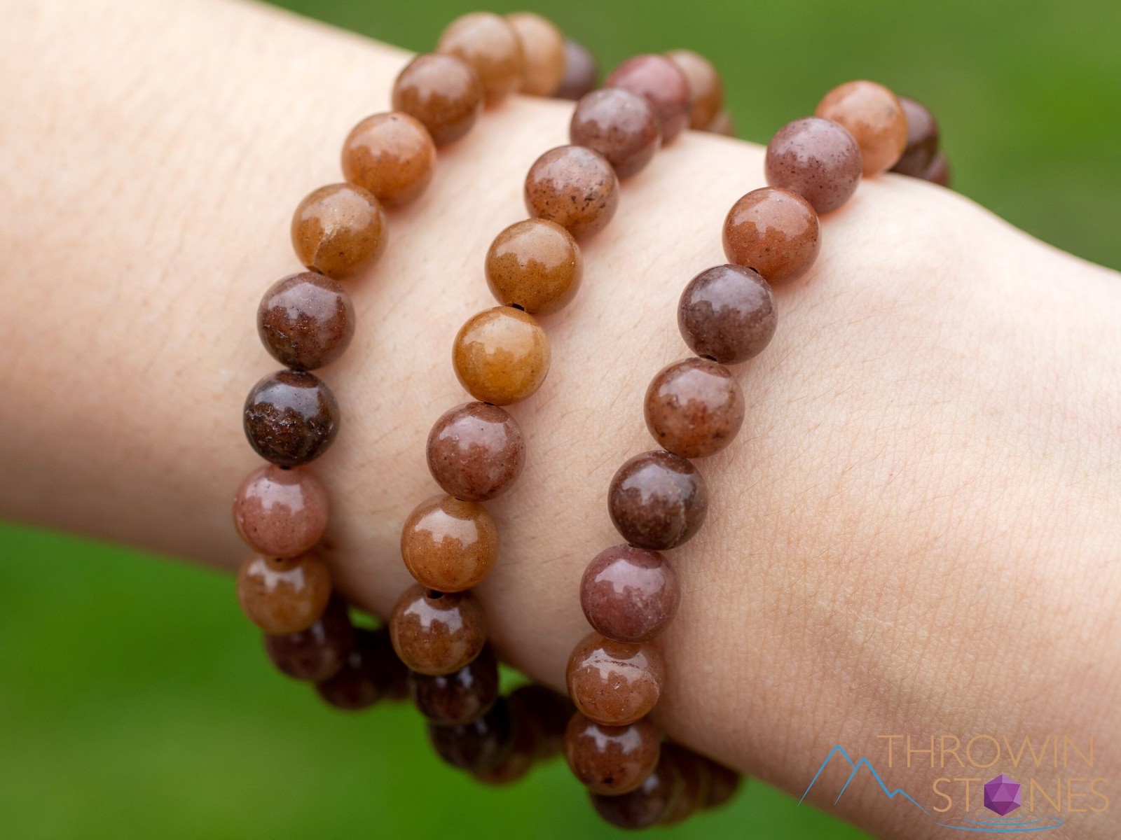 Brown AVENTURINE Crystal Bracelet - Round Beads - Beaded Handmade Jewelry, E1987
