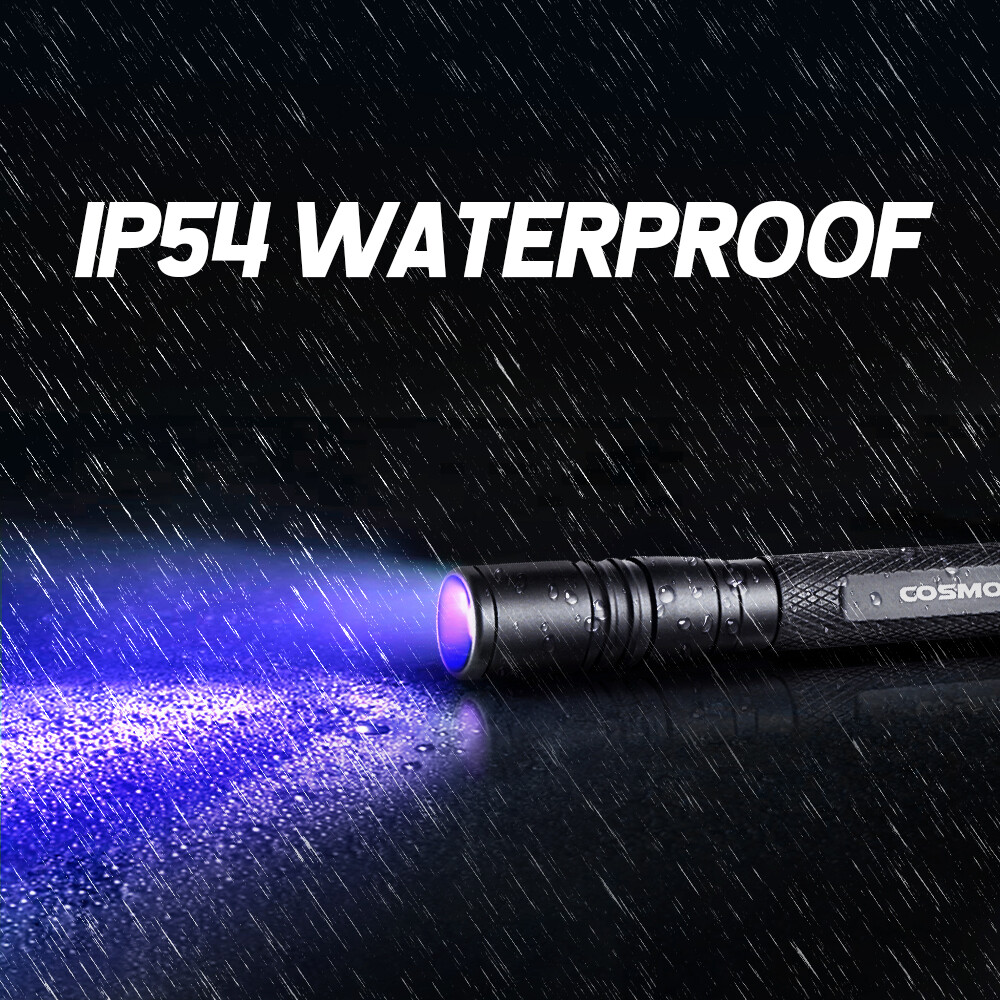 Zoomable 395nm UV Light Penlight Scalable Clip Blacklight Flashlight Torch