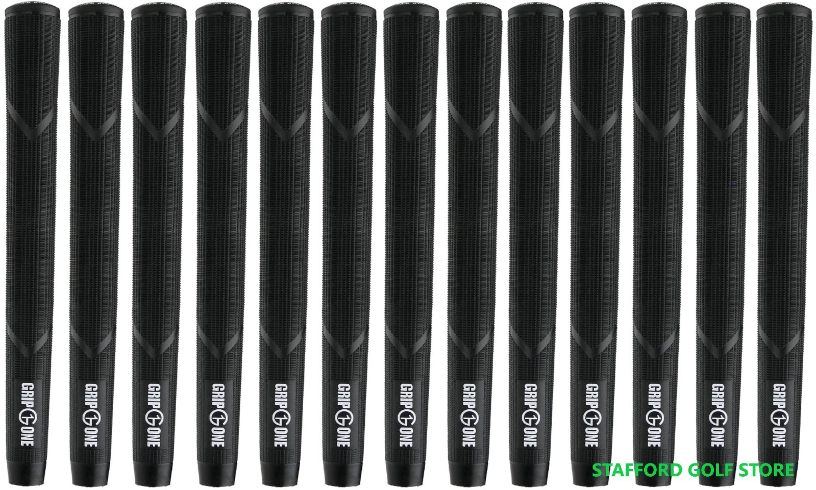 Grip One Arthritic Golf Grips Oversize +3/64" – 58 Round Core Set of 13 – Black