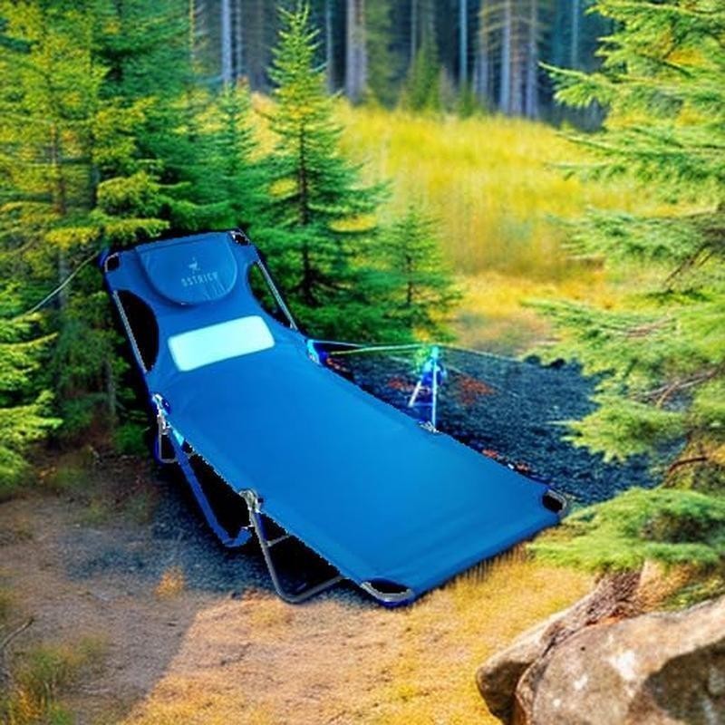 Portable Reclining Beach Chair Adjustable Support Outdoor Tanning Pool Use