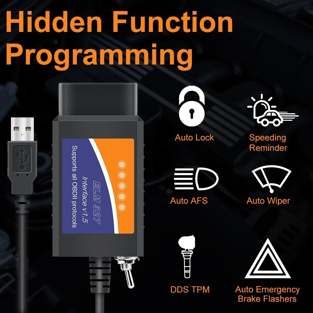 For Ford FORScan OBD2 Code Reader ELM327 V1.5 USB Modified Scanner HS/MS CAN US