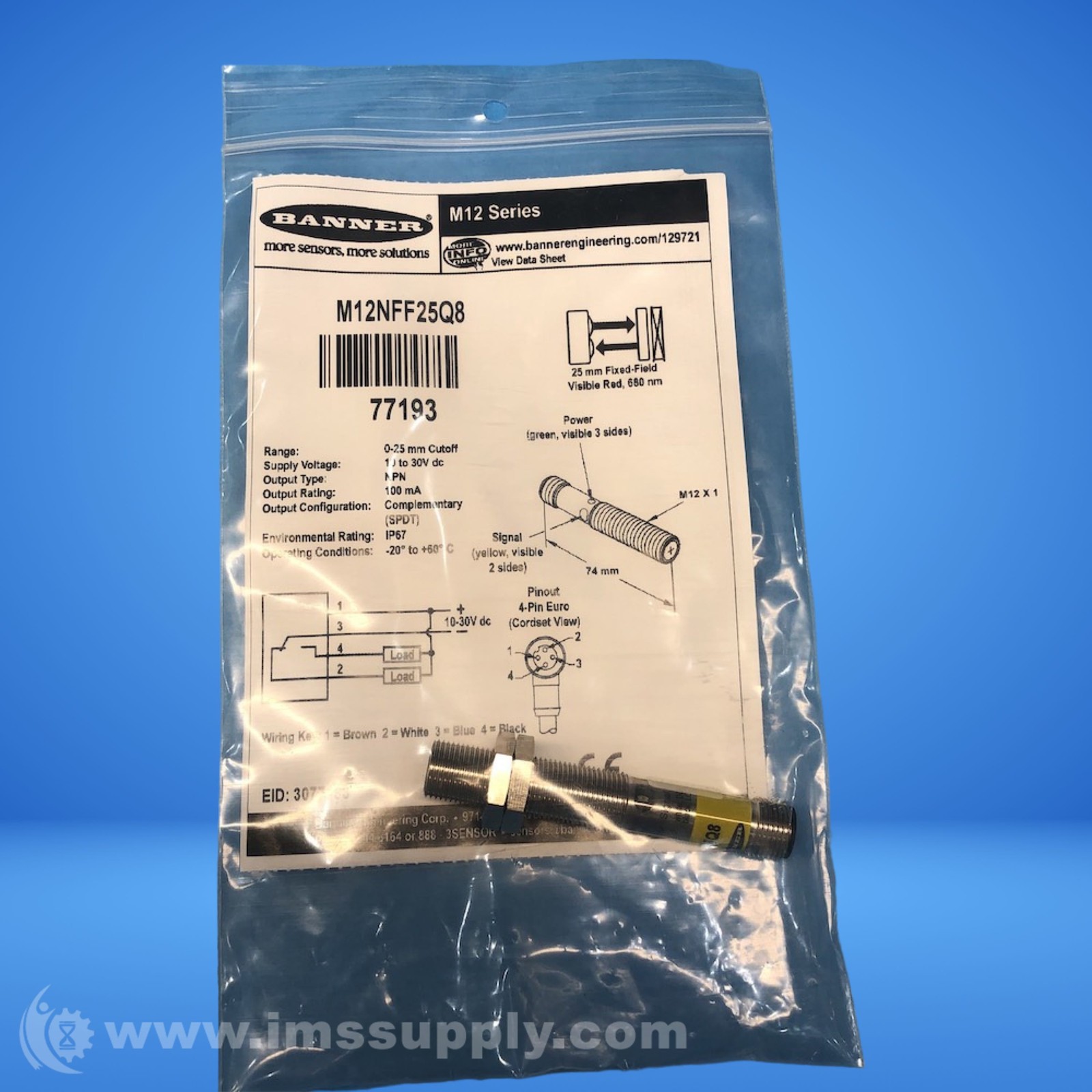 Banner Engineering Corp. M12NFF25Q8 Photoelectric Sensor FNFP