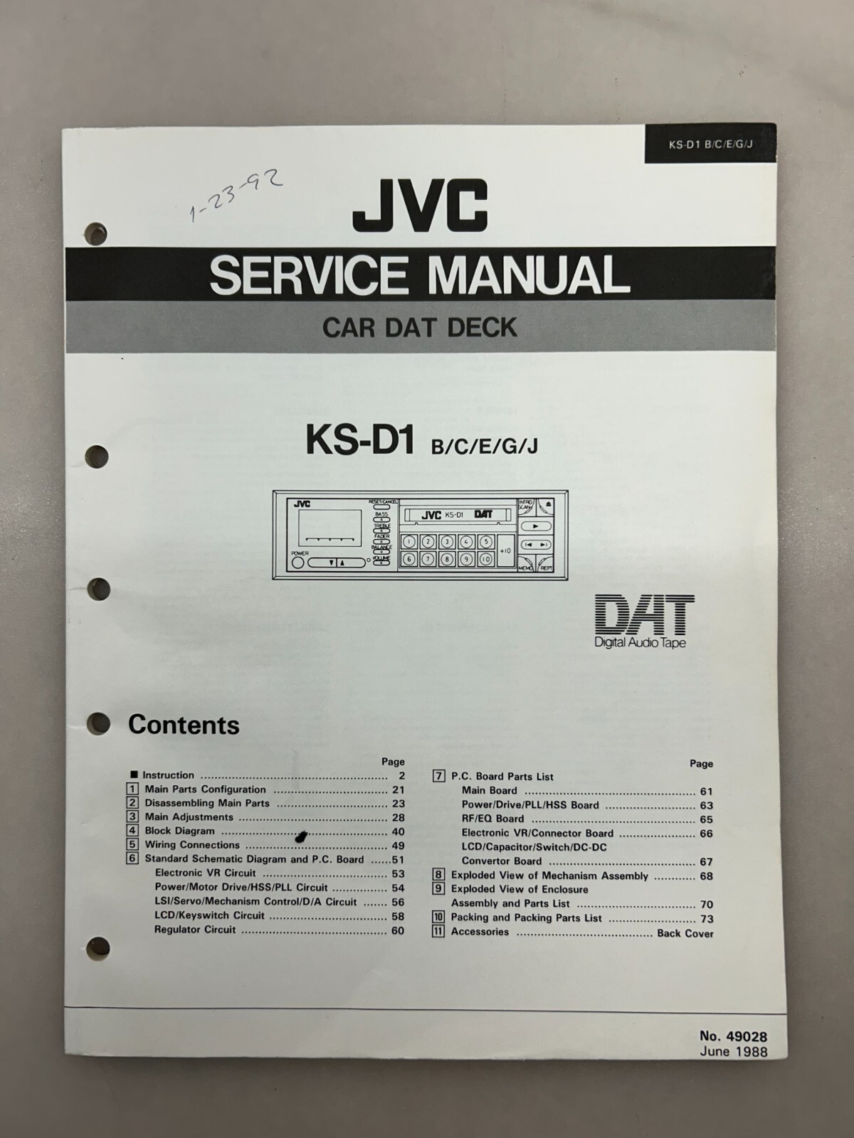 JVC KS-D1 Original Service Manual Free Shipping