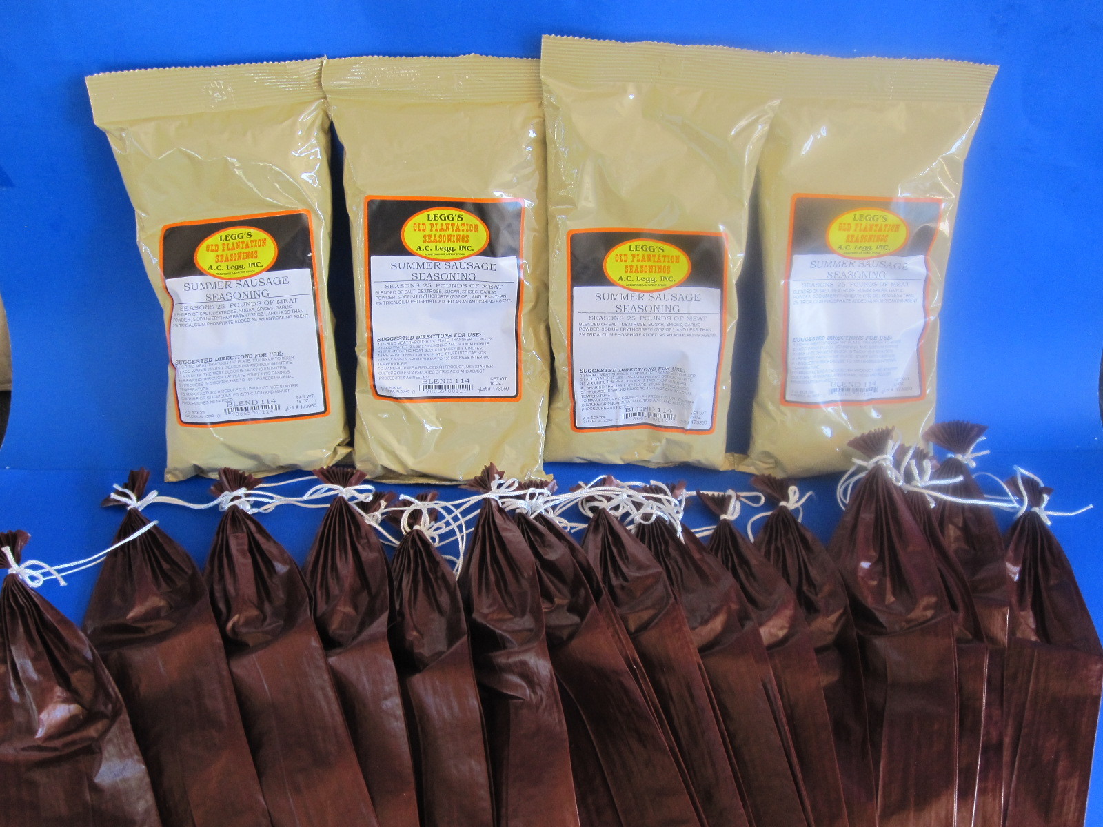SUMMER SAUSAGE Seasoning AND CASINGS for 100 lbs.  Easy recipe for Venison Elk