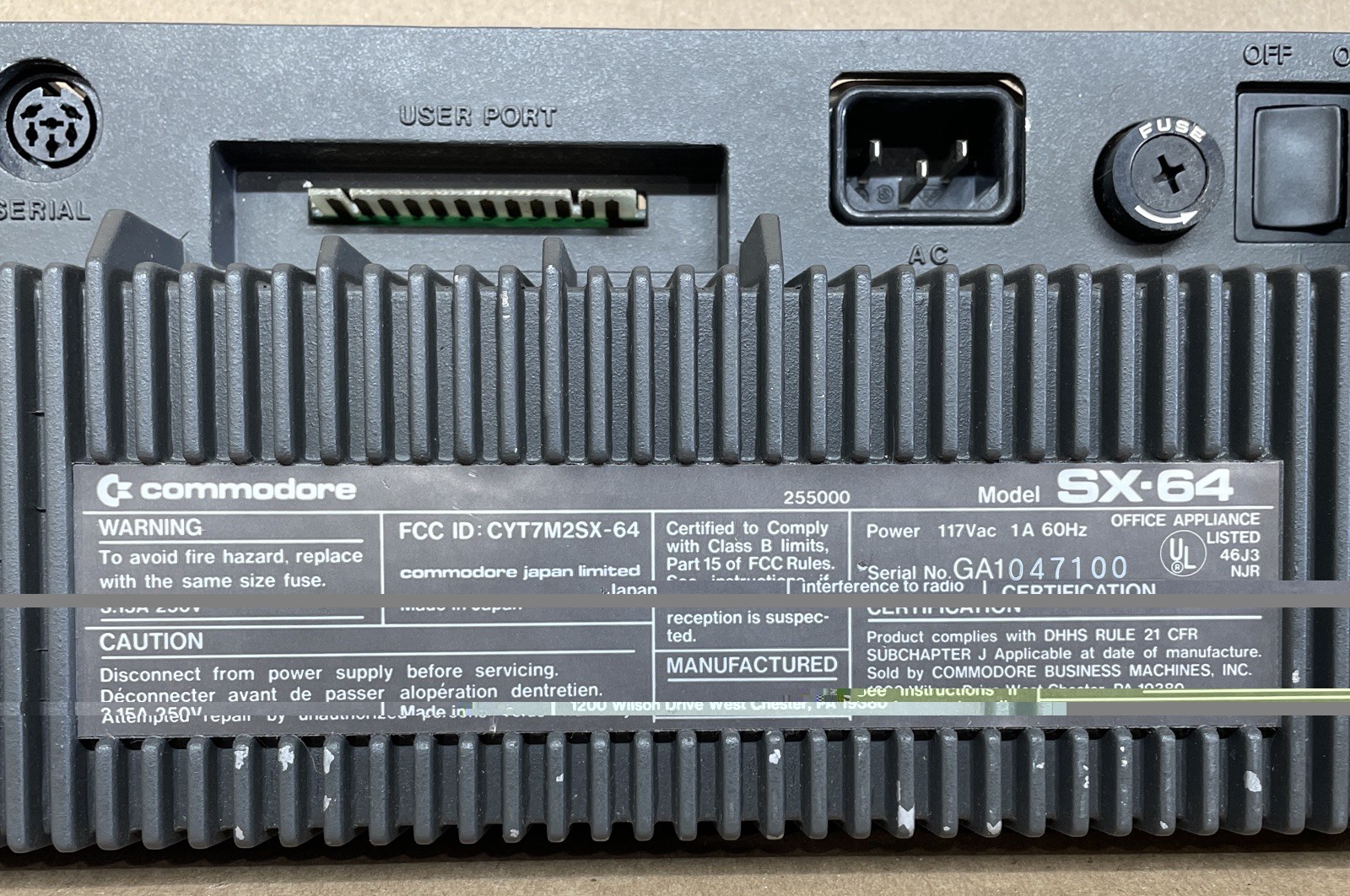 Heatsink Commodore SX-64 + component Connector MDK 43V-0PCB | UNTESTED