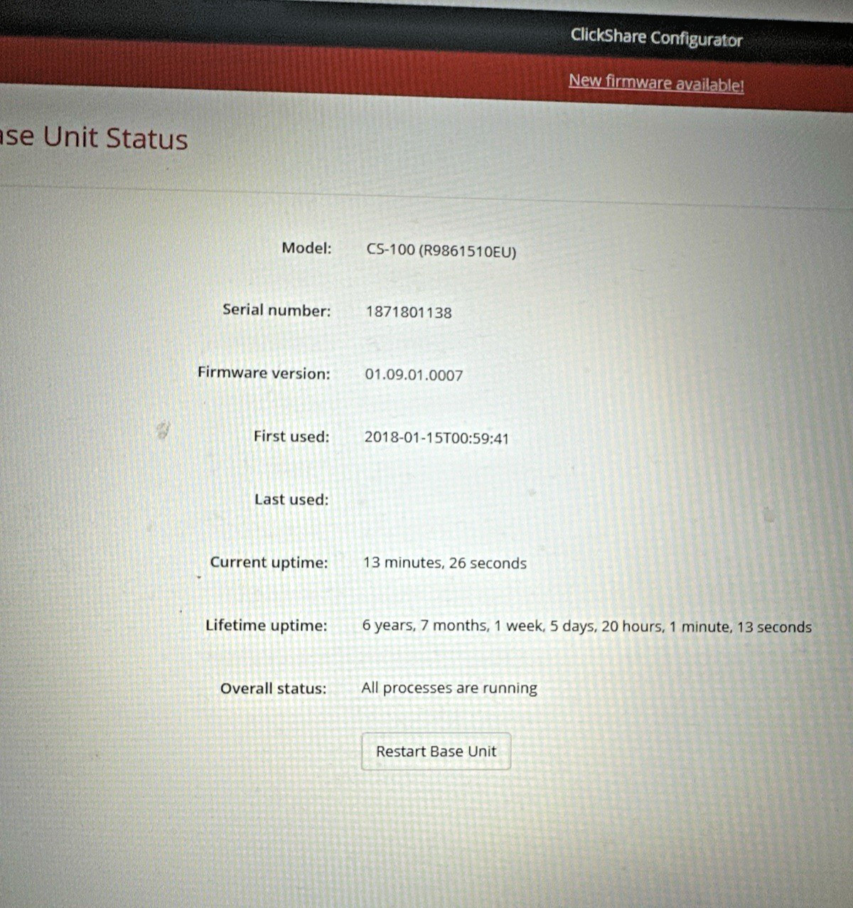 Barco ClickShare CS-100 Wireless Presentation System R9861510EU Tested + Cables