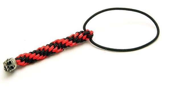 Schmuckatelli Co Joe Mini Lanyard Black & Red Braided Paracord Pewter Mini Bead