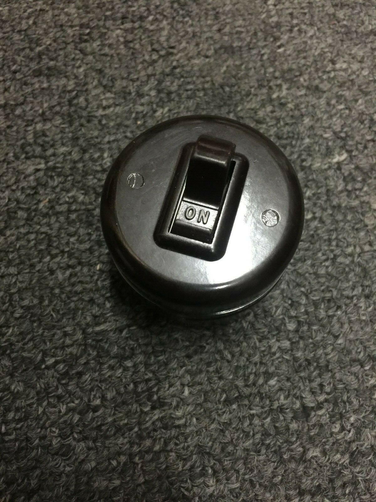 Vintage Leviton Brown Bakelite Round - Single-Pole Switch -