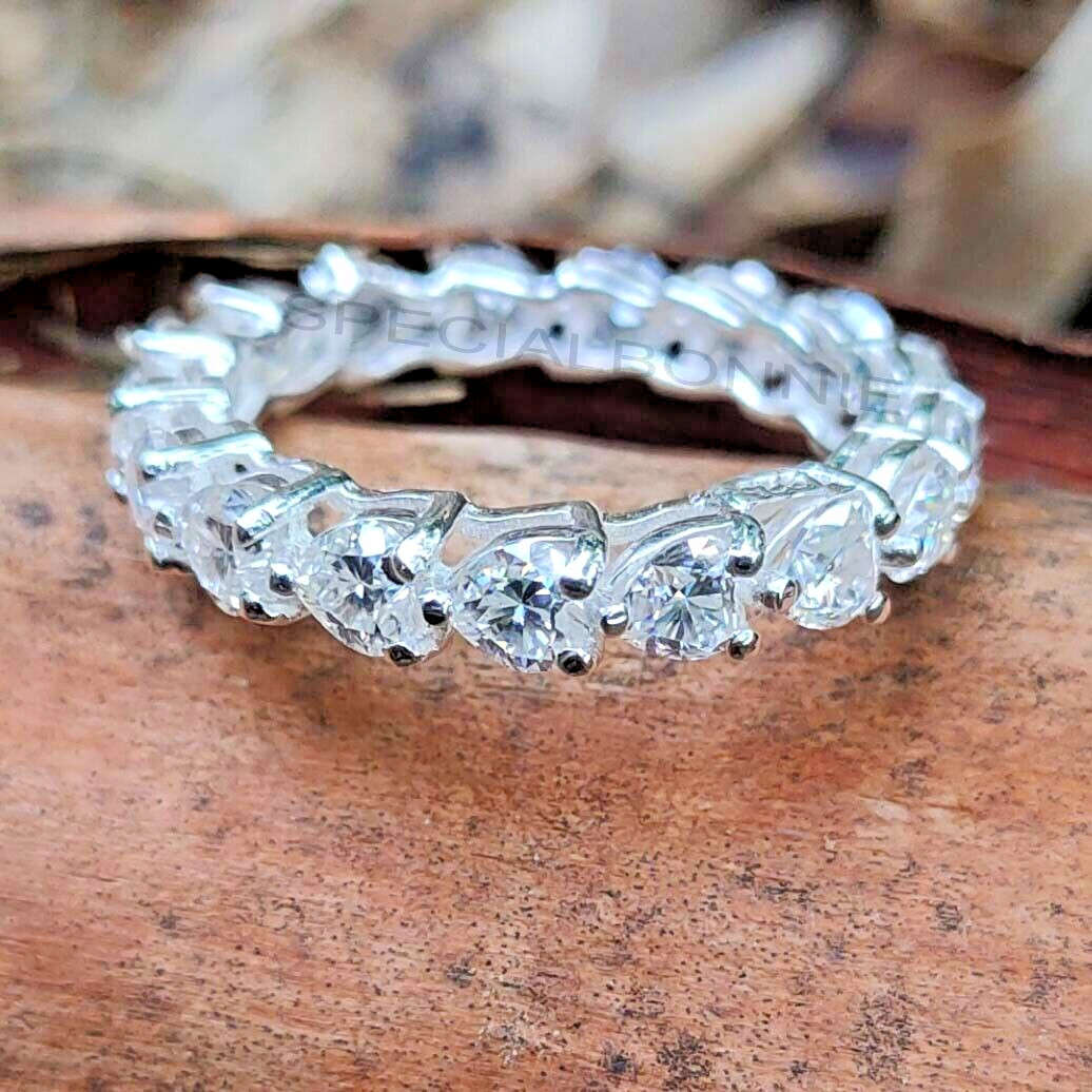 3 Ct Designer Heart Cut Diamond Band Ring- PROMO-Free Diamond studs-Tariffs FREE