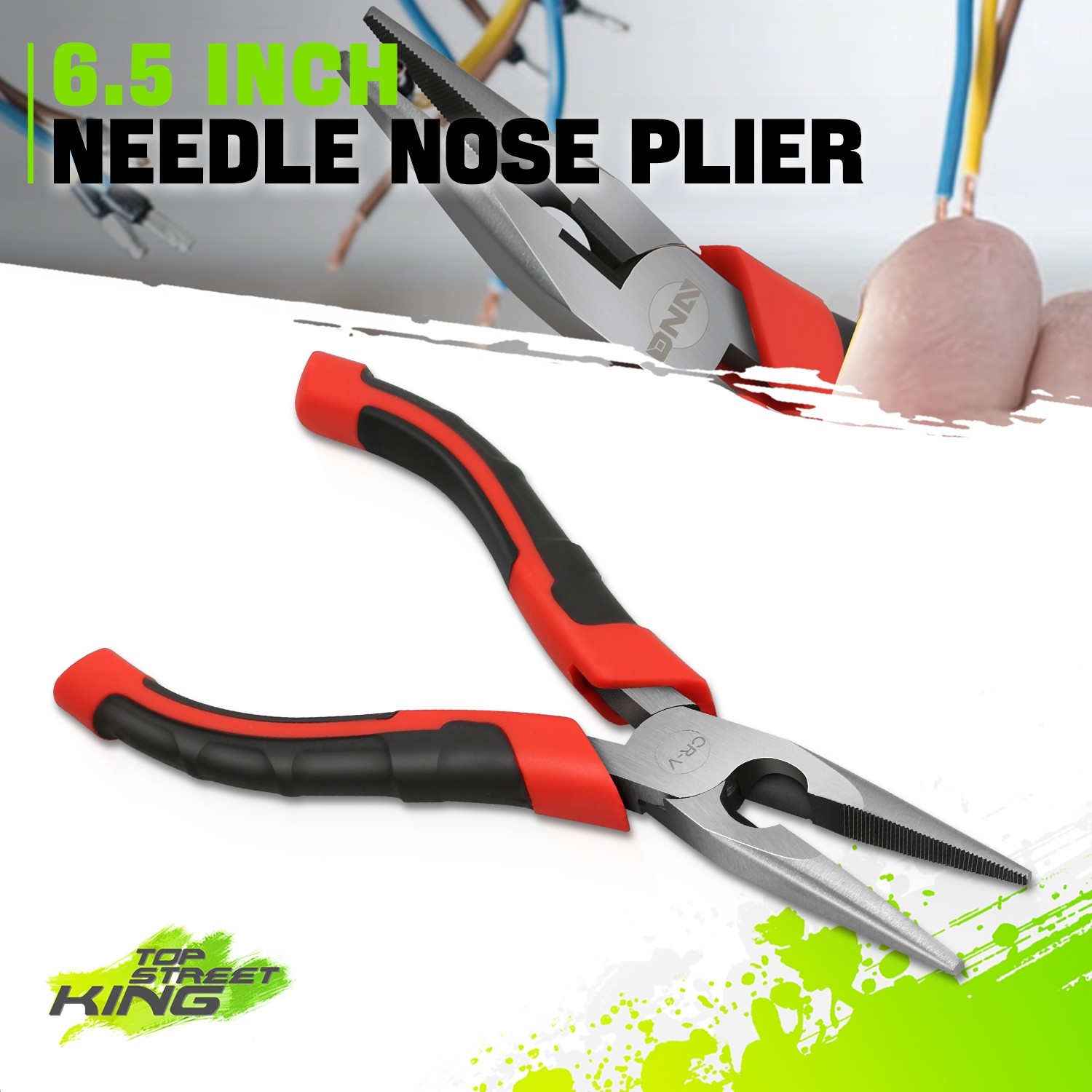 6.5" Heat Treated Steel Interlock Spring Mechanism Wire Cutter Needle Nose Plier