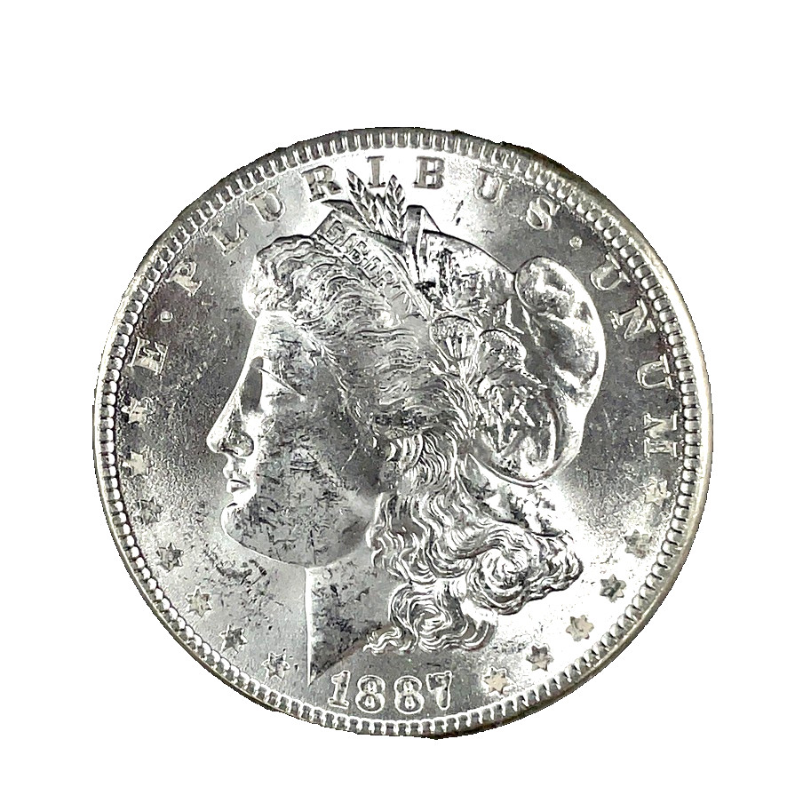 1887 Morgan Dollar  Choice BU. Blast White 90% Silver Coin # 2402