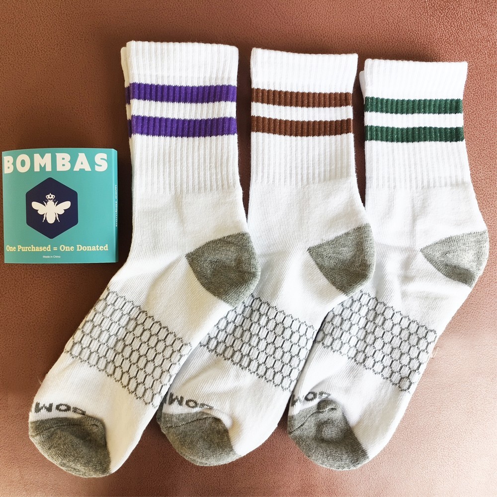 3 Pairs BOMBAS Women's Cushion Calf Socks Honeycomb Size Med 3 Colors Mix