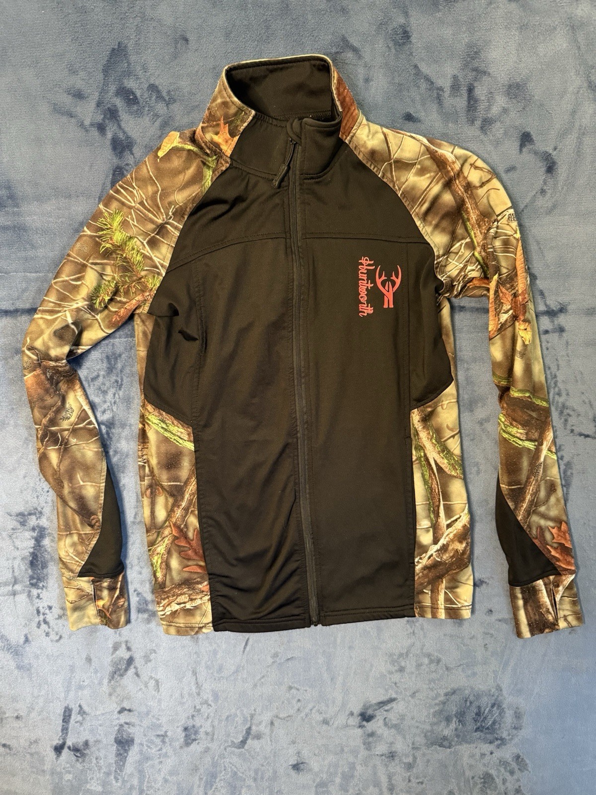 Huntworth Jacket Women's Small Soft She’ll Black Camo Full Zip Fleece lined