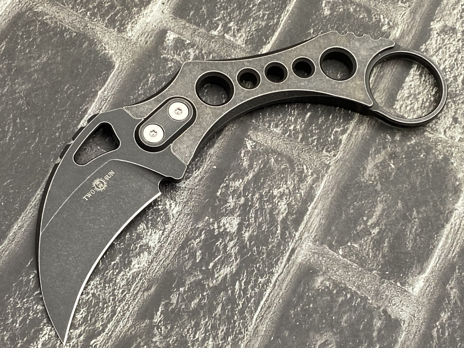 TwoSun TS625-M390-Black Mini Fixed Blade Knife M390 Titanium Handle Kydex Sheath