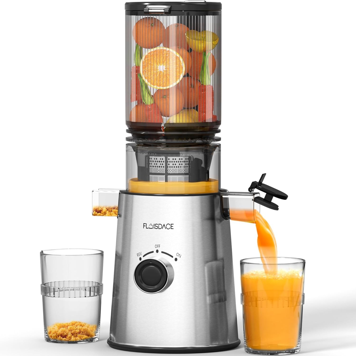 Cold Press Juicer Masticating Juicer W/ Large Feed Chute Fit Whole Fruits &