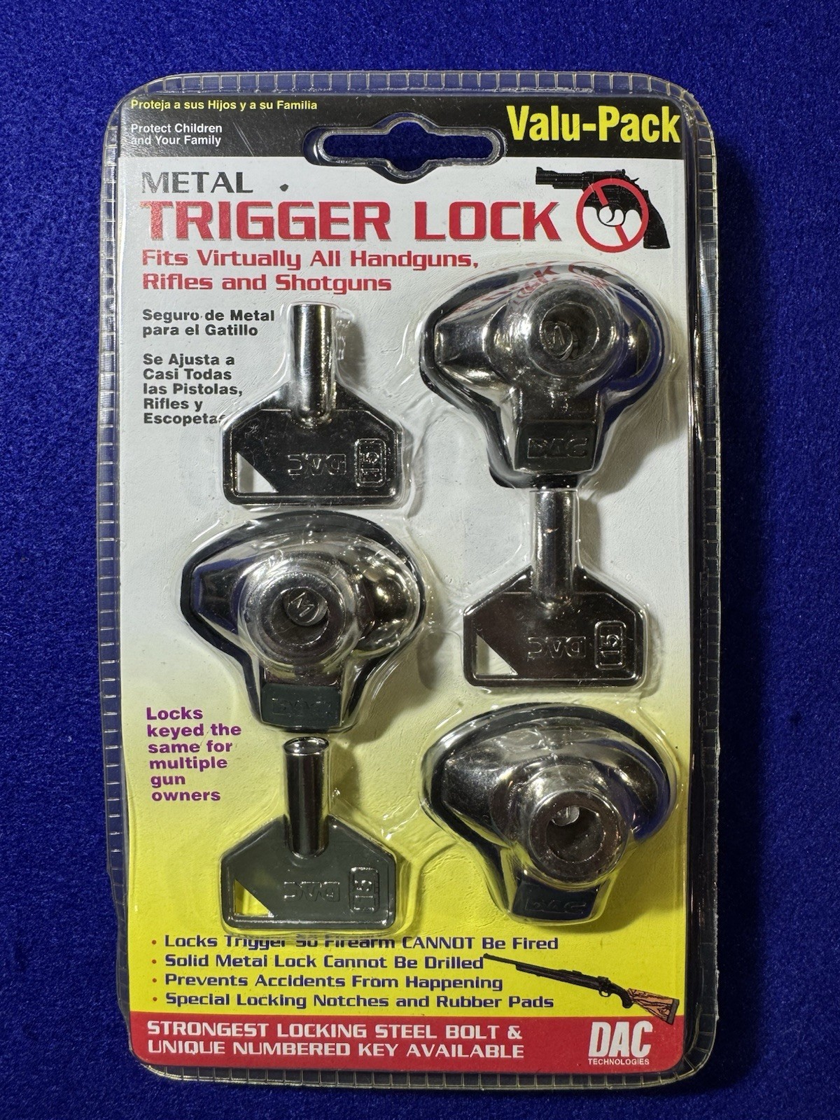 DAC Metal Childguard Trigger Locks  3 Locks 3 Keys Model #MTL-100