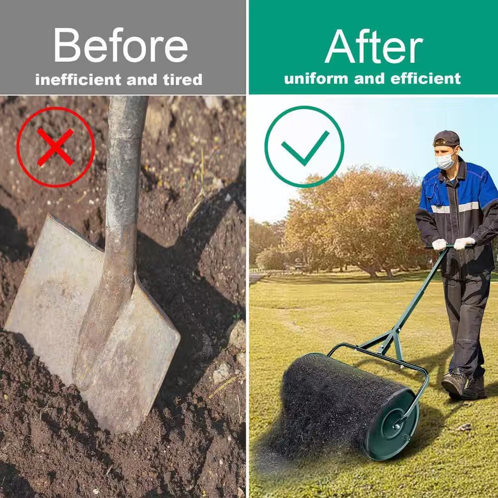 Peat Moss Spreader 24 In., Compost Spreader Metal Mesh, T Shaped Handle for Plan