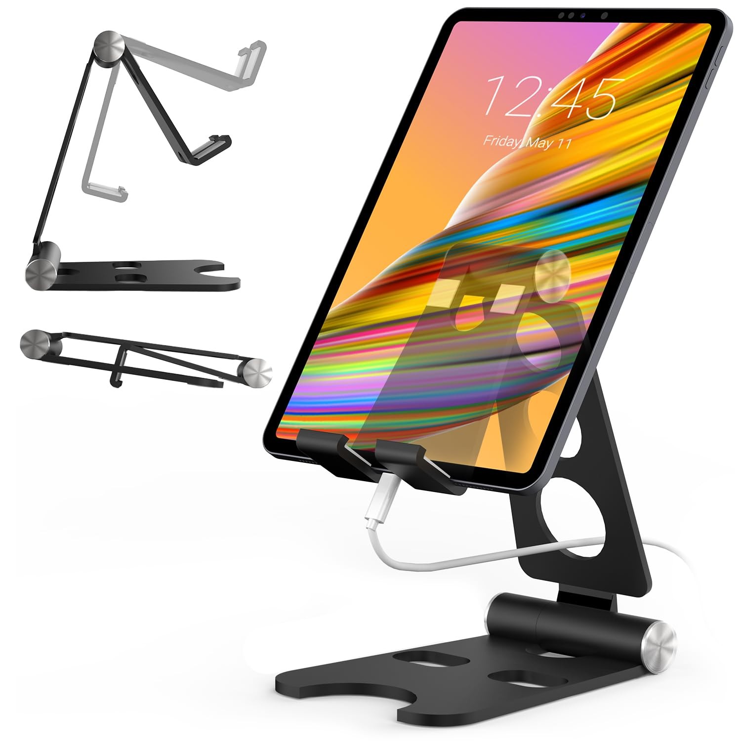 Tablet Stand with Cord Holder Aluminum Alloy Foldable Phone Stand