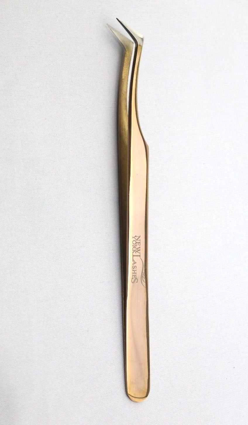 NewYorkLashes L shape 45 degree Rose Gold tweezers