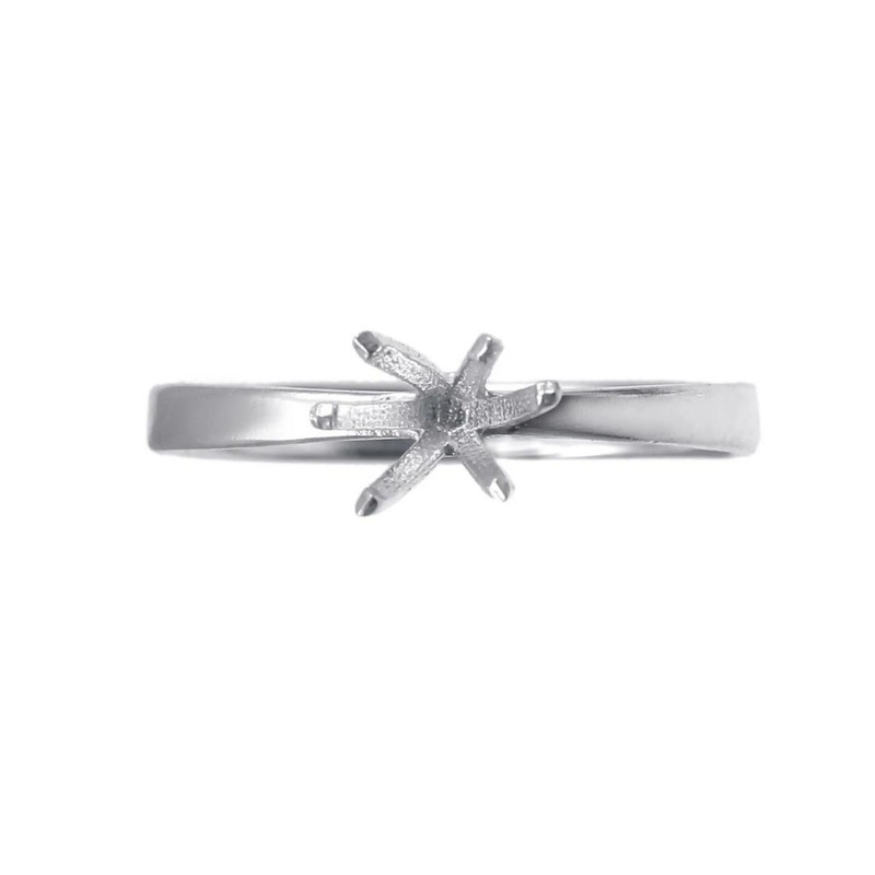 6mm Round Semi Mount Ring 925 Sterling Silver Minimalist Solitaire Setting Ring
