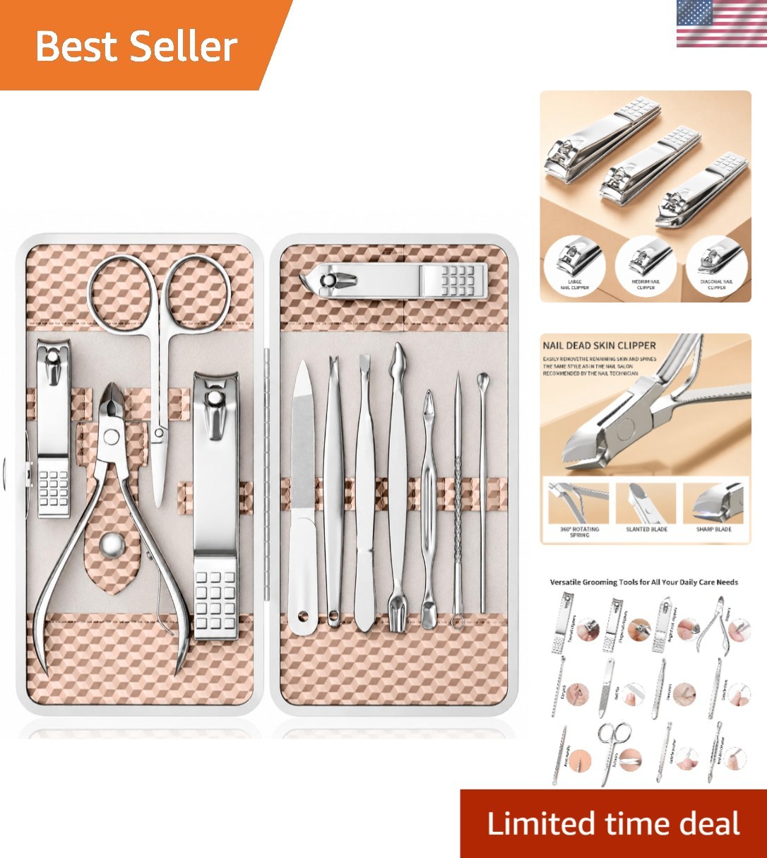 Stylish 12-Piece Manicure Set with Rose Gold Case for Women - Ideal Gift