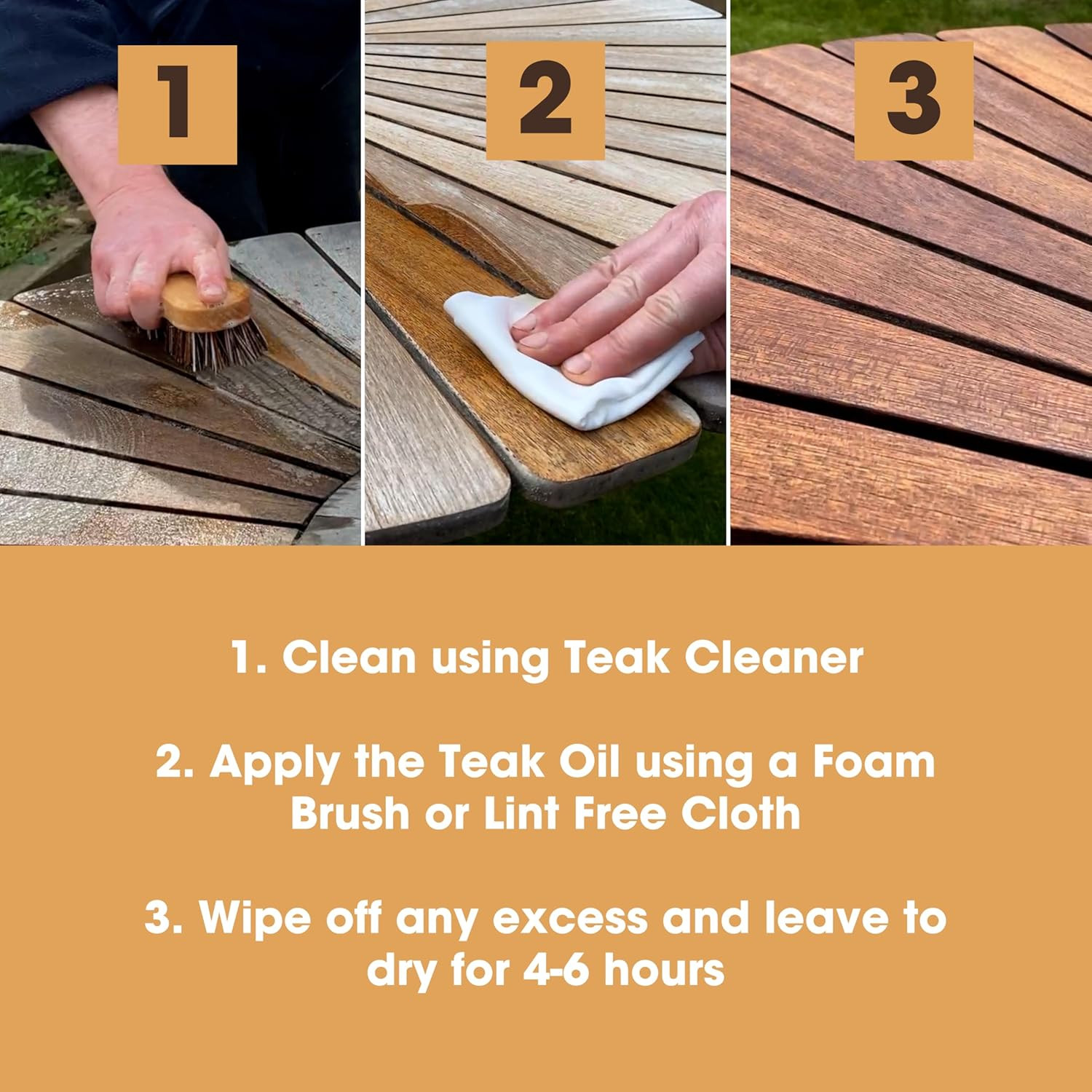 Teak Oil | Wood Oil Protects & Cleans Outdoor & Indoor Furniture, Boats, Shower