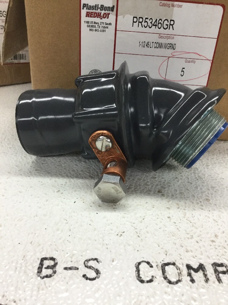PLASTIBOND PR5346GR 1-1/2" 45 Degree Grounding Connector Fittings (Box of 5)