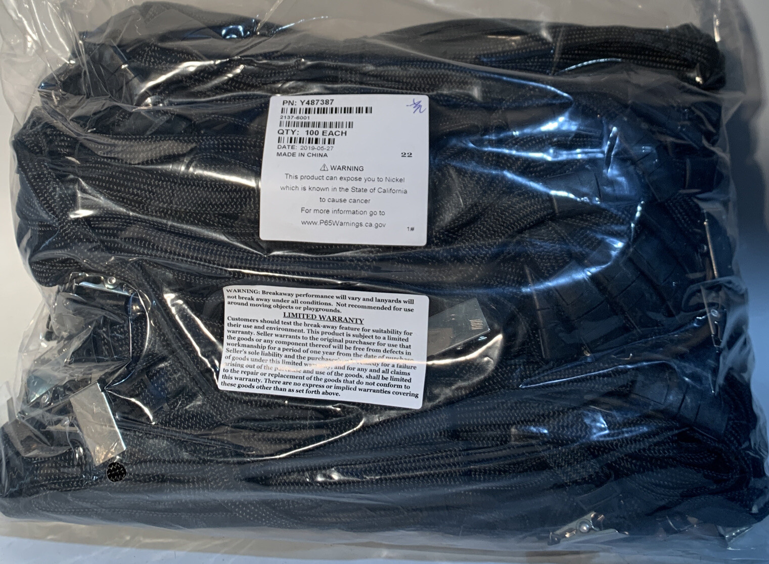 Bag Of 100 Black Break-Away Laynards