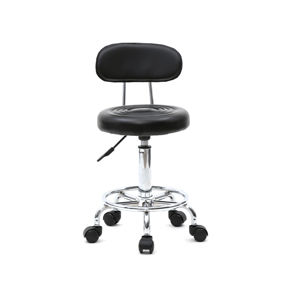 Hot Sale Round Shape Adjustable Salon Stool with Back and Line Black --