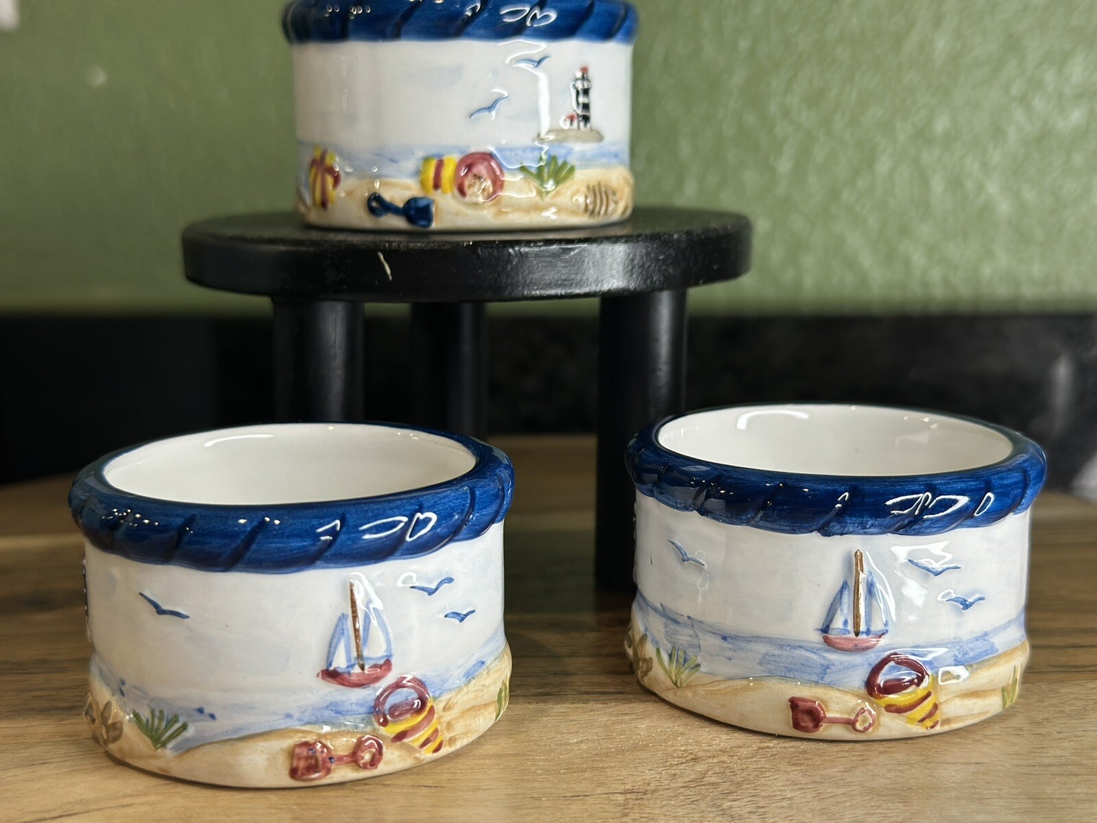 Nautical Or Beach Themed Ramekins { Set Of 3 }