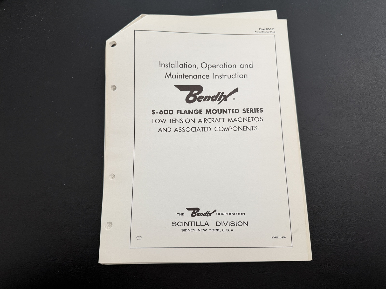 Bendix S-600 Flange Mounted Magneto Install, Operation, and Service Instructions