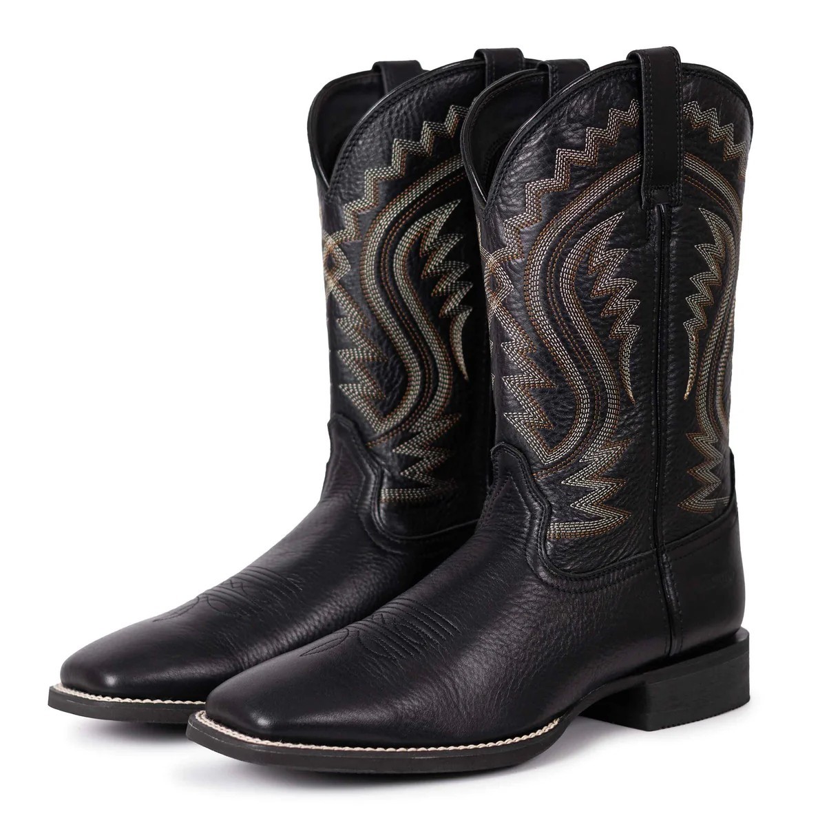 PLT103613 Men's Western Cowboy Boots - Full Grain Leather, Square Toe