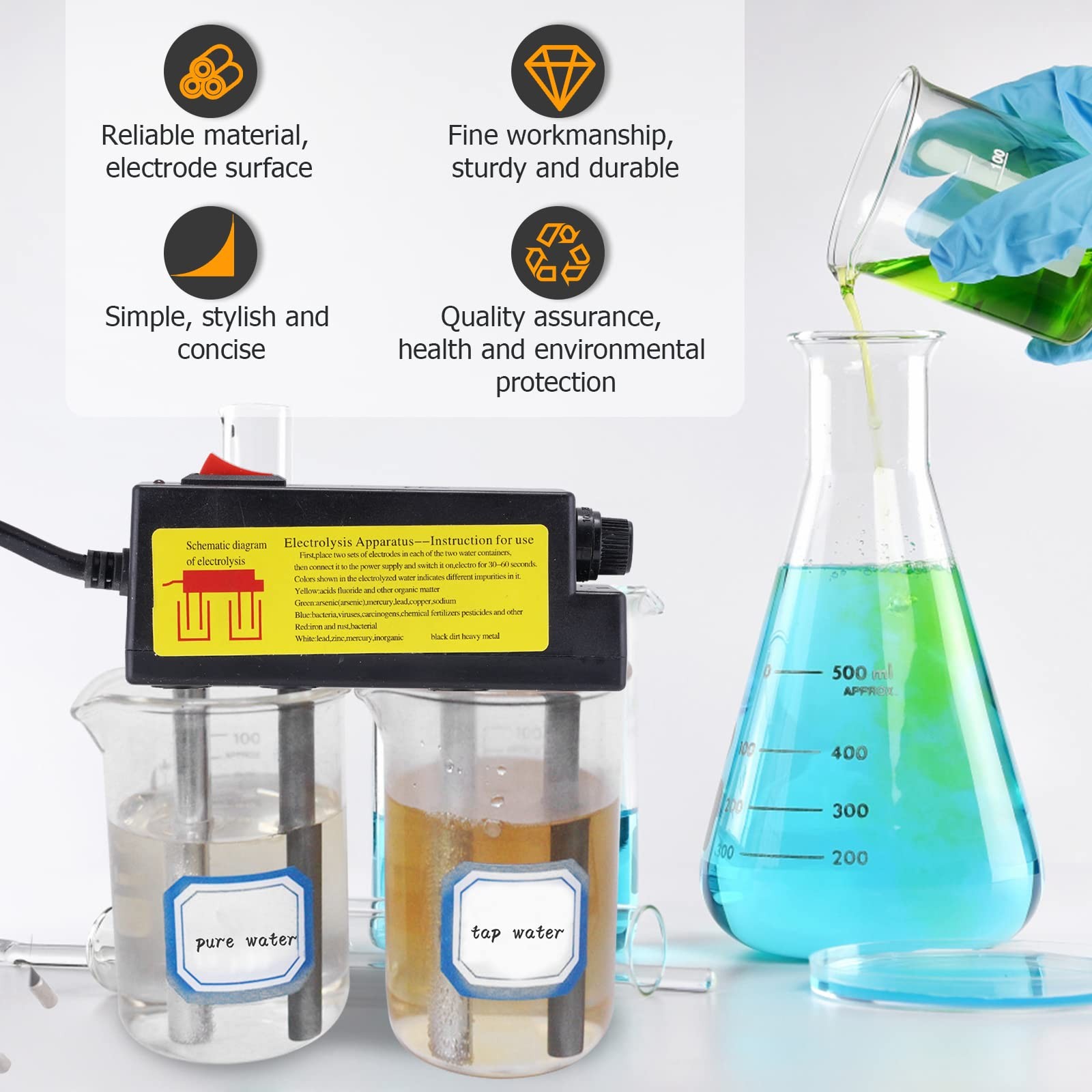 Consfly Water Electrolyzer Quick Water Quality Tester Water Purity Filter Mea...