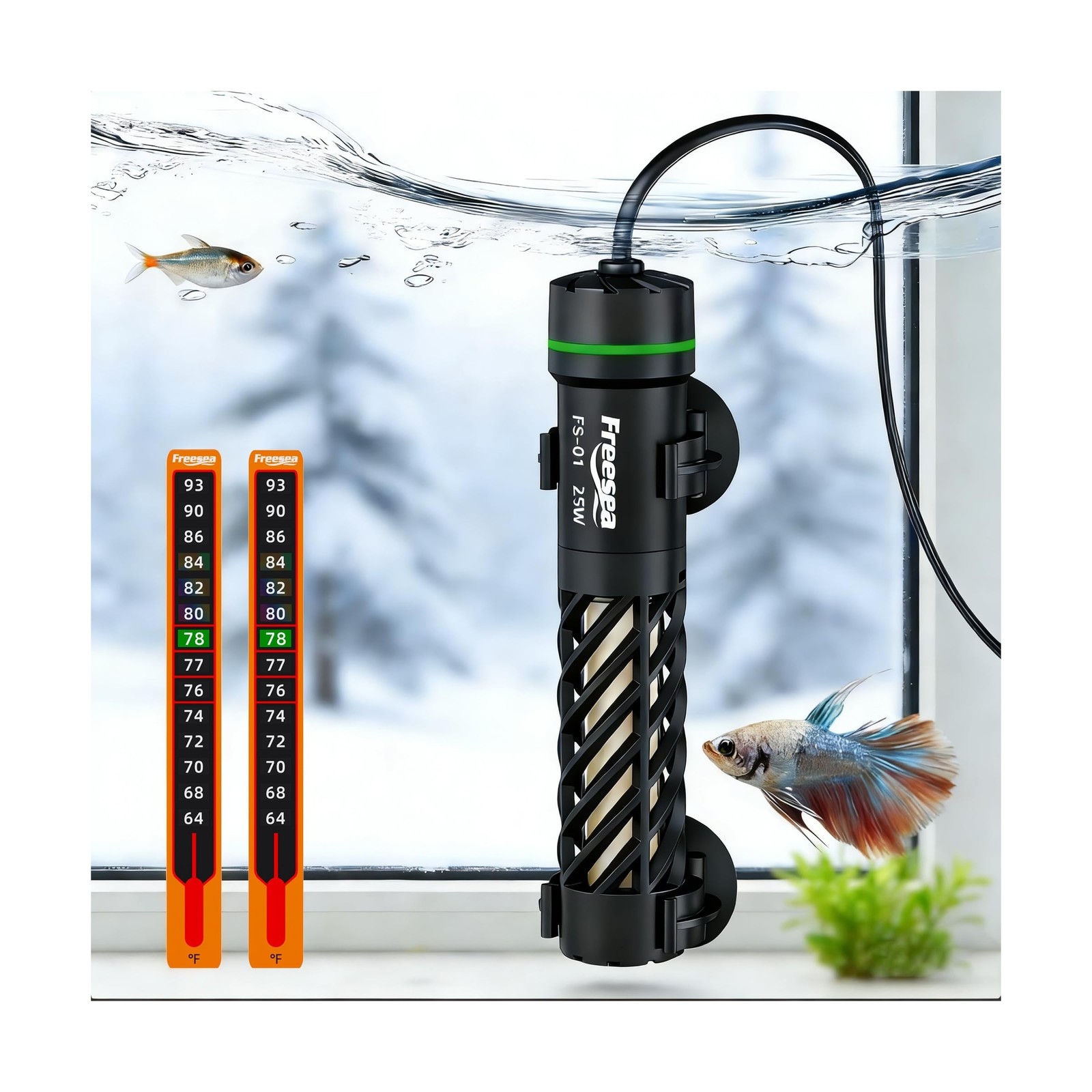FREESEA Aquarium Heater for Fish Tank: Stable Temperature Maintains 78°F |
