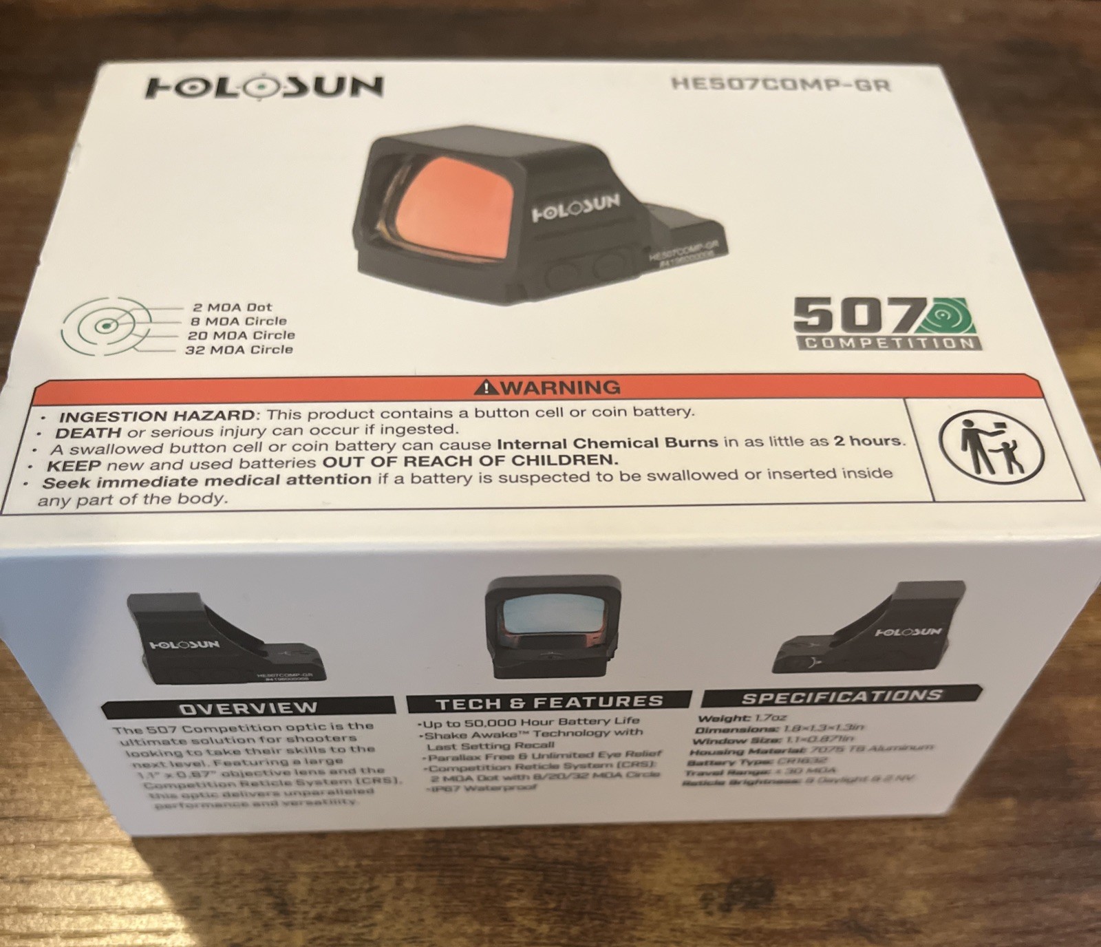 Holosun HE507COMP-GR Green Competition Reticle Open Reflex HE507COMP-GR NEW NIB
