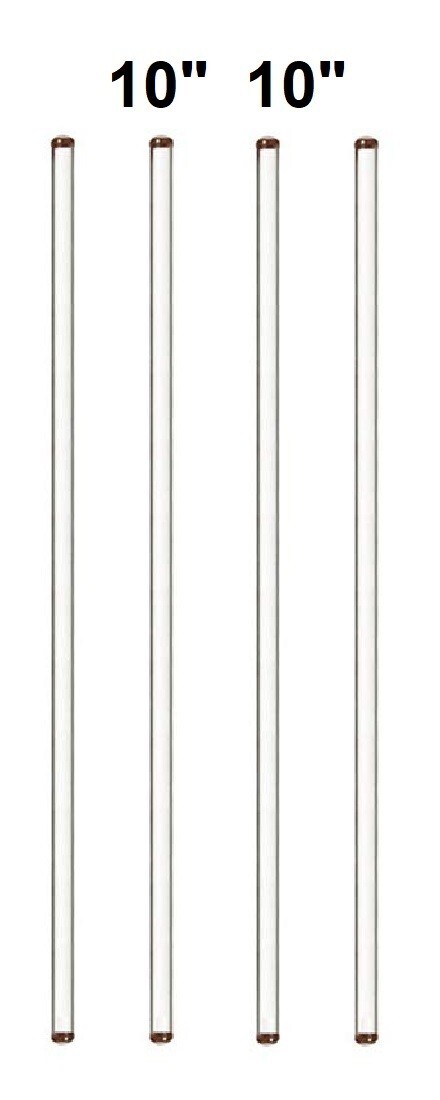 4 Pack Glass Stirring Rods 10" Round ends for Science Education, Lab and Kitchen