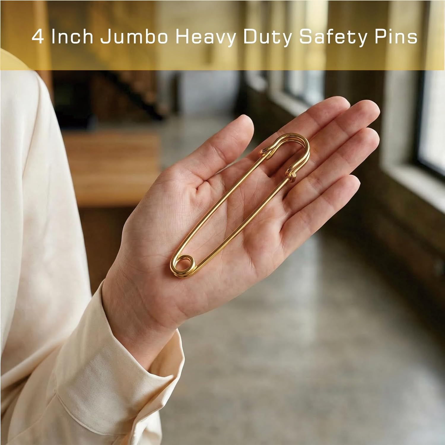 15Pcs Extra Large Heavy Duty Safety Pins, 4 Inch Jumbo Big Giant Safety Pins, 3