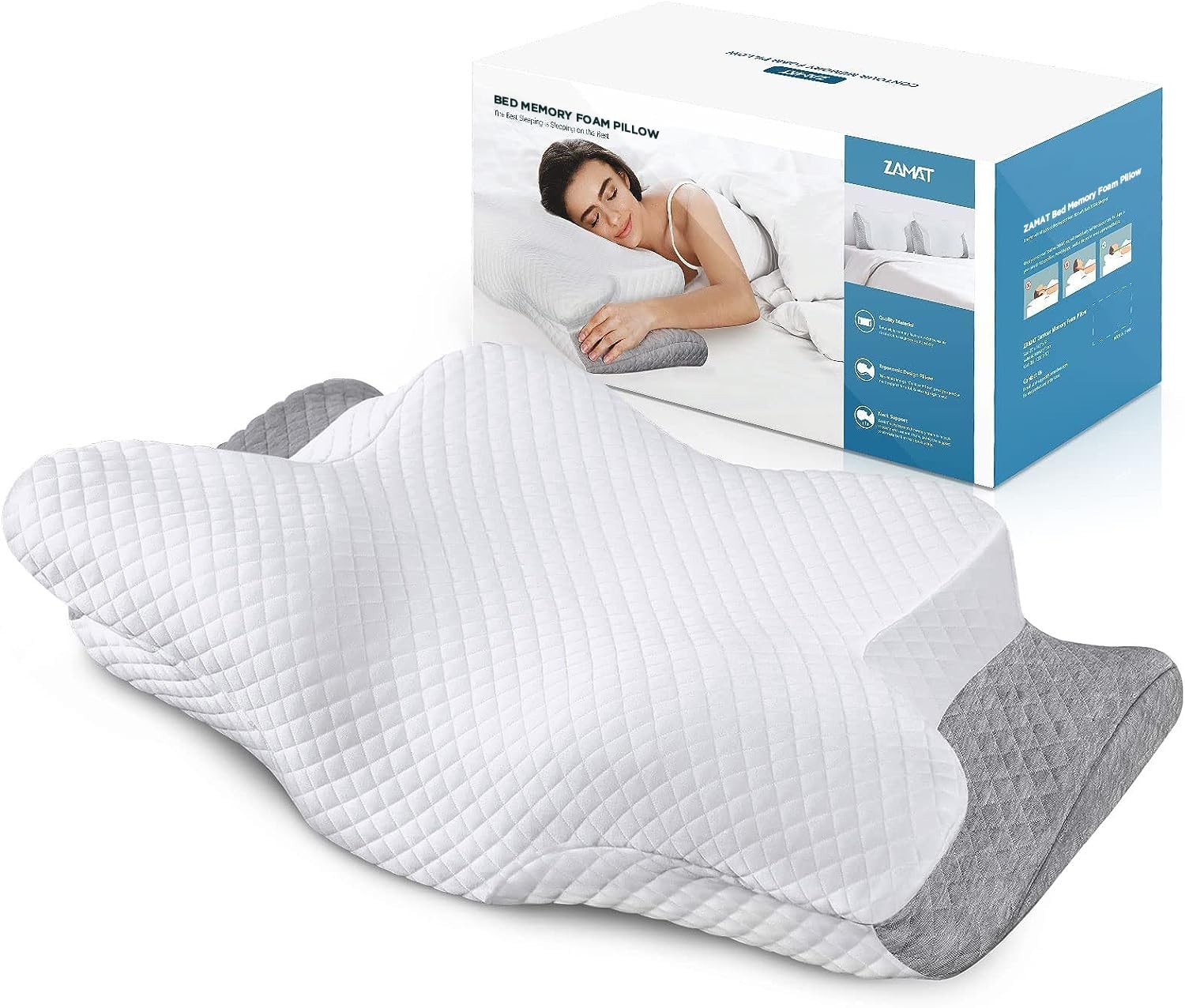 ZAMAT Adjustable Cervical Memory Foam Pillow, Odorless Neck Pillows for Pain ...