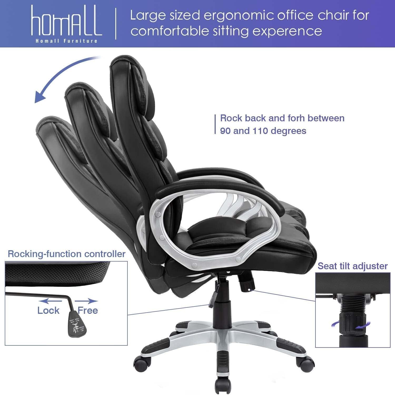 Office Chair High Back Computer Desk Chair PU Leather Adjustable Height Swivel