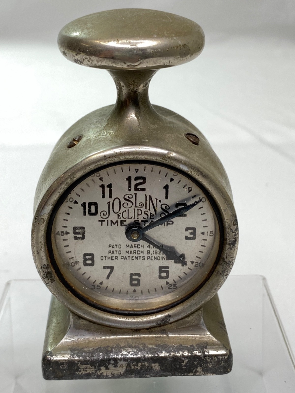 Antique Clock Joslin Eclipse Time Stamp AS IS