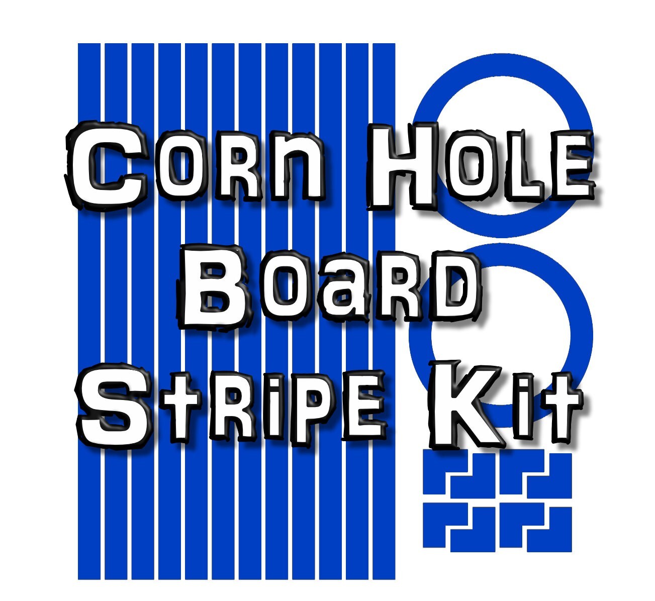 Cornhole Game Board Stripes Rings ( Circles ) Corner Decal - Color BLUE