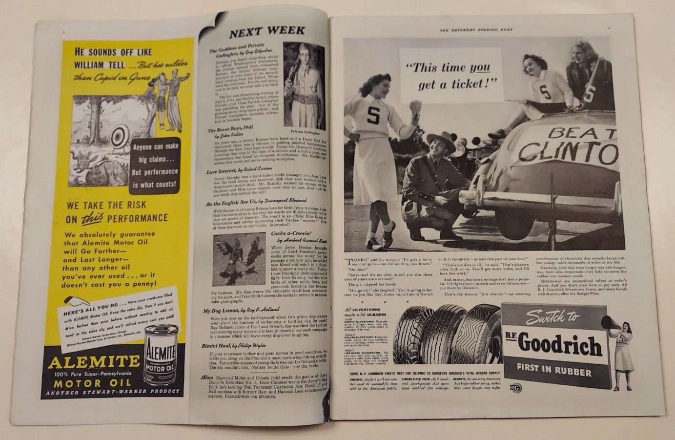 Orig Complete Saturday Evening Post Oct. 4, 1941 Willis Gillis Package From Home