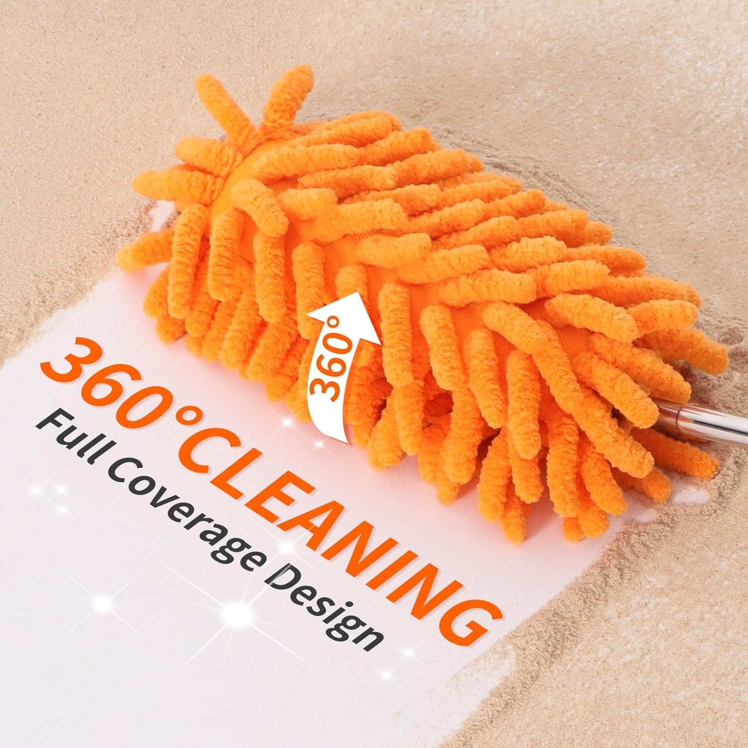 Compact Washable Duster with 360° Rotatable Head for Home, Office & Car Cleaning