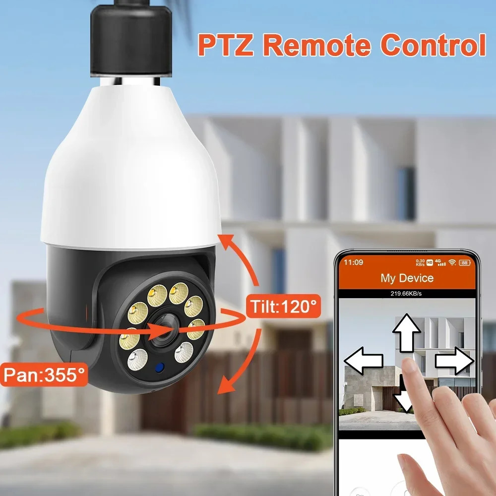 E27 5MP Camera Bulb PTZ Security Video Bulb Surveillance Camera Motion Tracking
